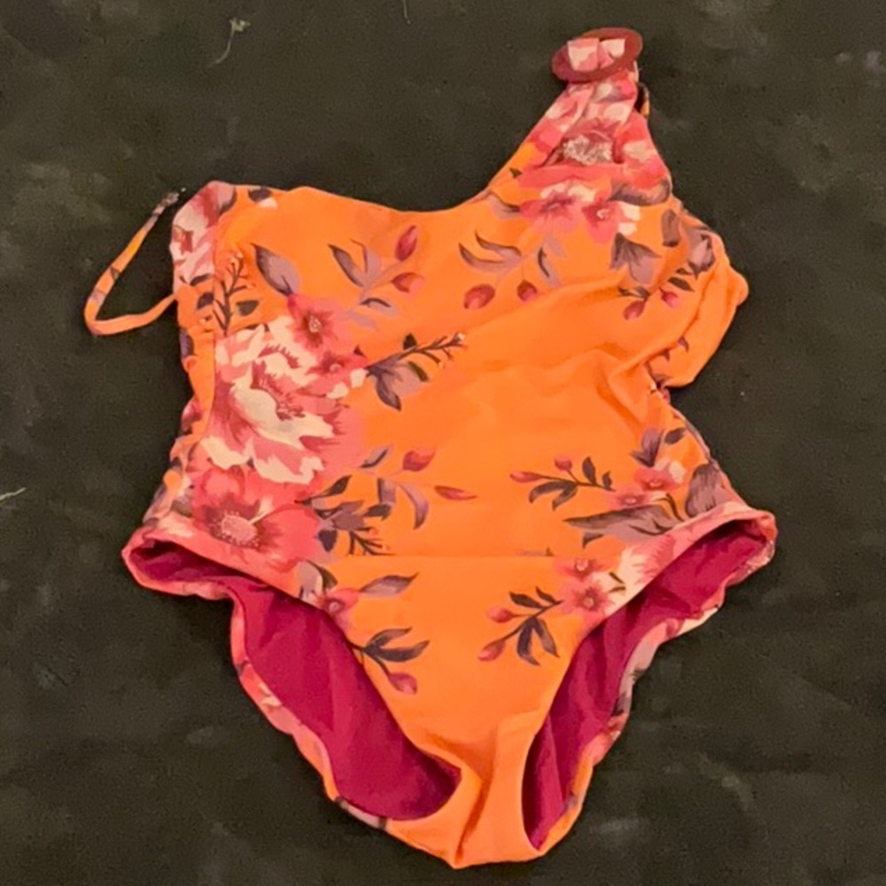 BECCA Floral Orange and Pink Swimsuit